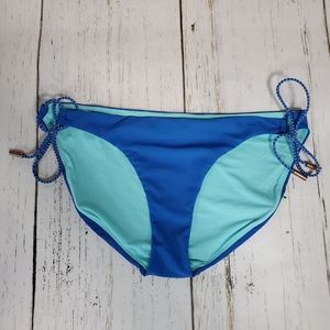 Red Carter Tie Side Bikini Bottom Blue